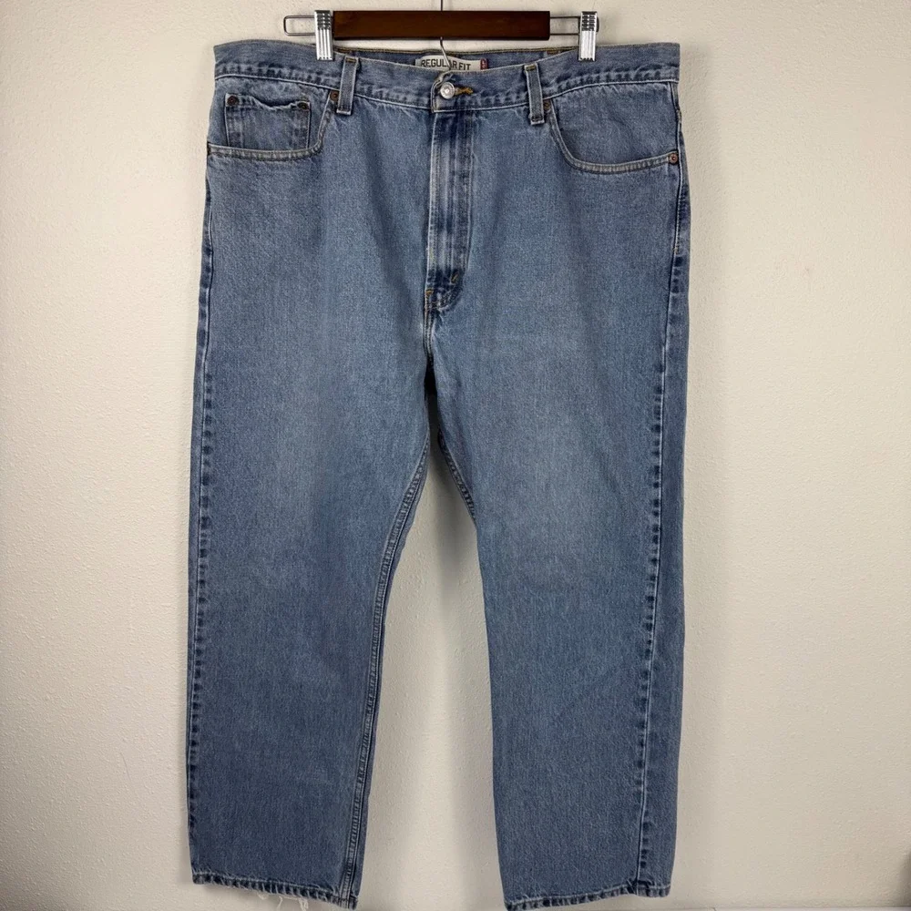 Levis 505 Regular Fit Jeans Mens 40x30 Medium‎ Wash Blue Straight Leg Denim